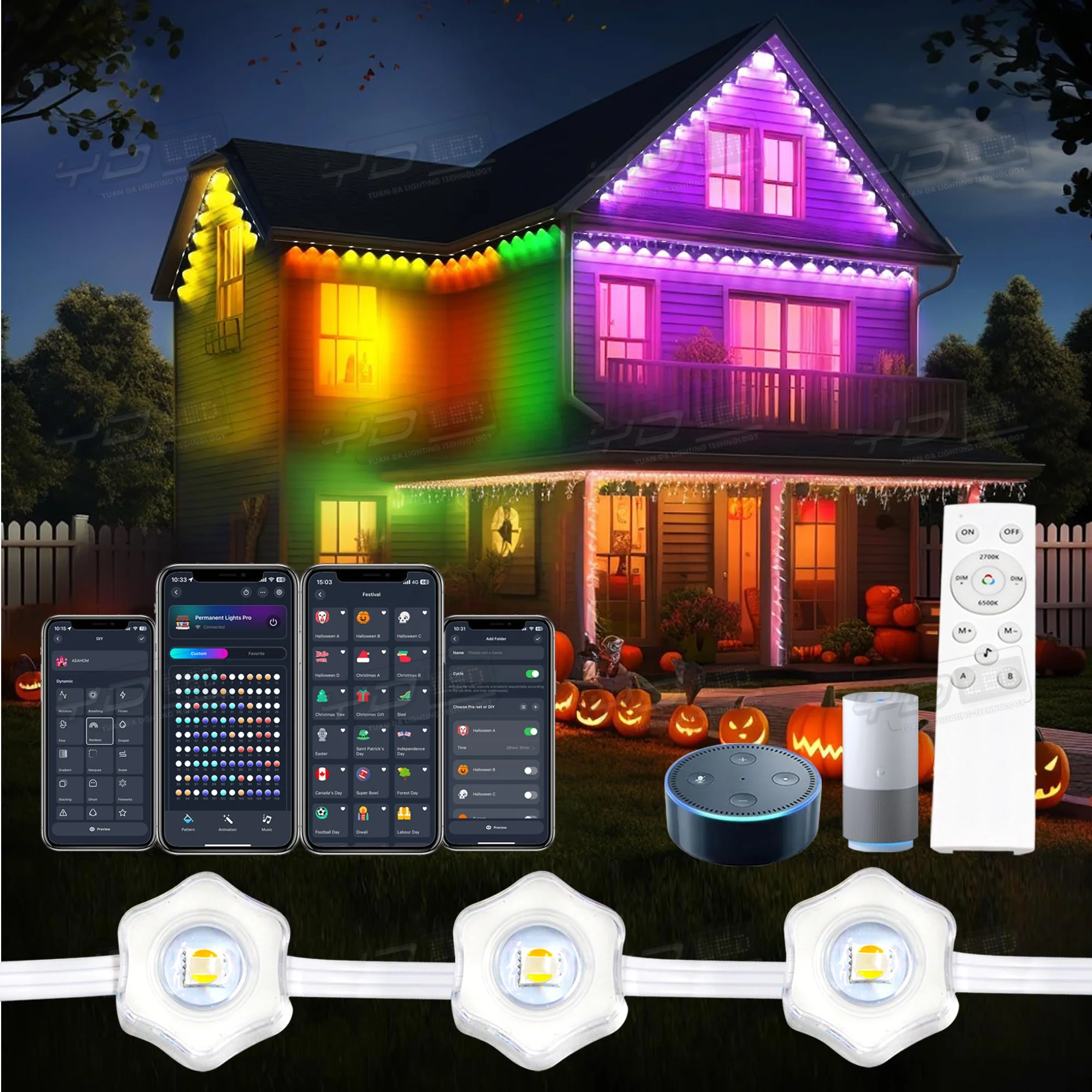 Permanent Outdoor House Lights Pro DC36V RGBCW Pixel Light S106A S106B and S106C Led Lights