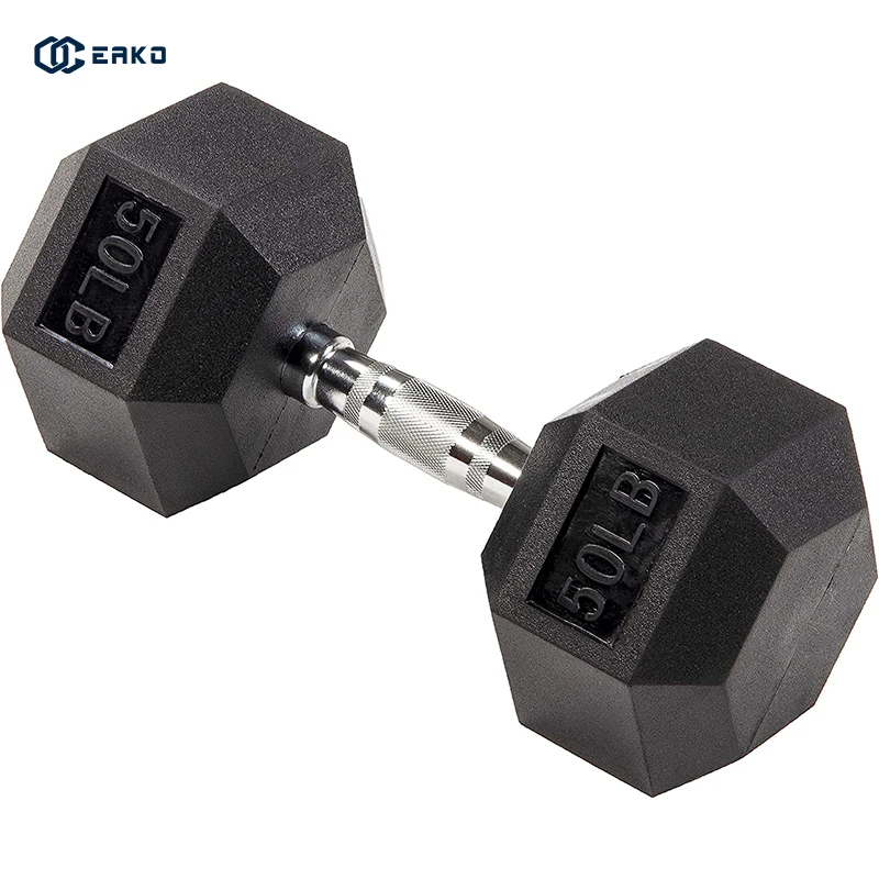 Eako спортивный 5LBS-100LBS резиновый шестигранный набор гантелей для силовых тренировок
