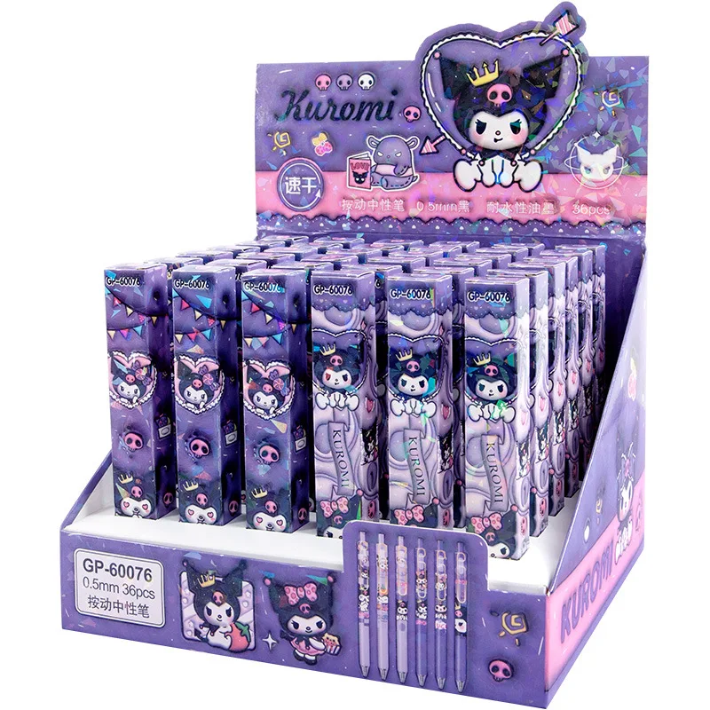 (Wholesale)36pcs/box Kuromi Melody gel ink pen 0.5mm sign pen blind box pen with embossed pictures for students gift