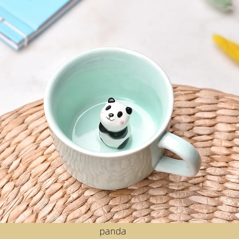 Wholesales Creative 8oz Cute Rabbit Sheep Cat Duck Panda Coffee Tea Cup Ceramic Mug for Pet Lover Gift