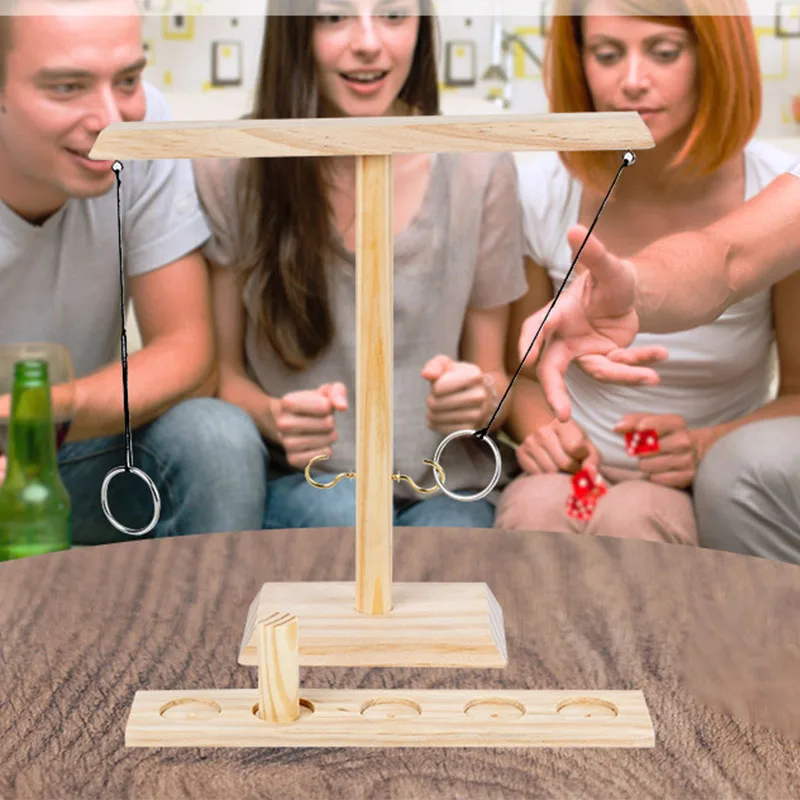 Wooden Ring Toss Game Toss Hook Fast-paced Board Games Kids Toys for Children Adult Family Interactive Party Game