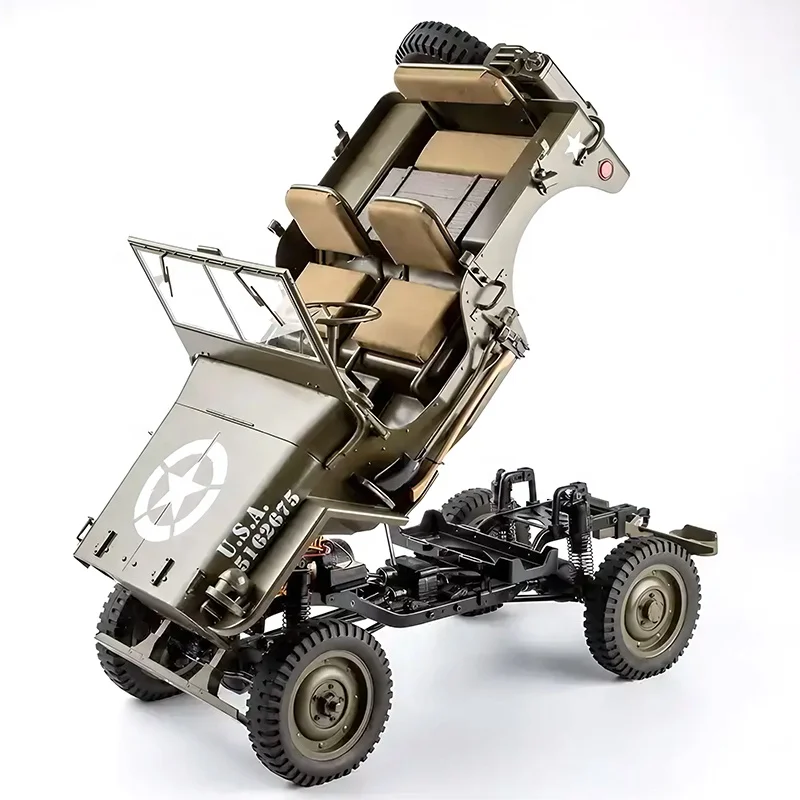 Детализированный предварительно раскрашенный FMS ROCHOBBY 1941 MB Scaler Willys JEEPS 2 4 ГГц 1/6-й масштаб светодиодный 4X4 RC военный грузовик 4WD Hobbyist подарок игрушка