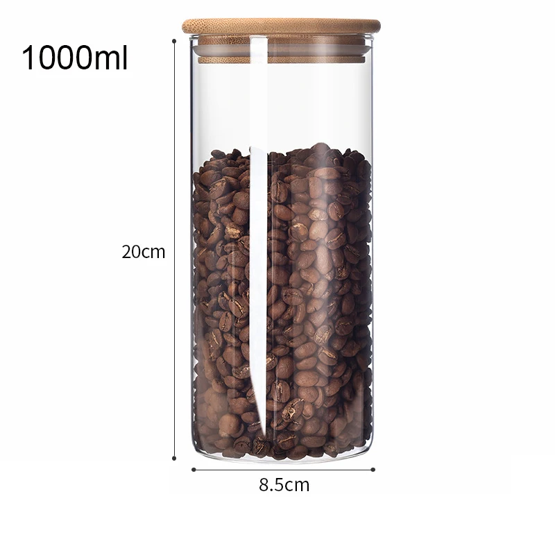 Supplier Wide Mouth Glass Storage Jars Containers Glass Kitchen Canisters With Bamboo Lid