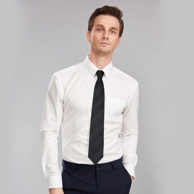 8CM Popular Modern Black Woven Lazy Zipper Ties for Uniform Suit Business