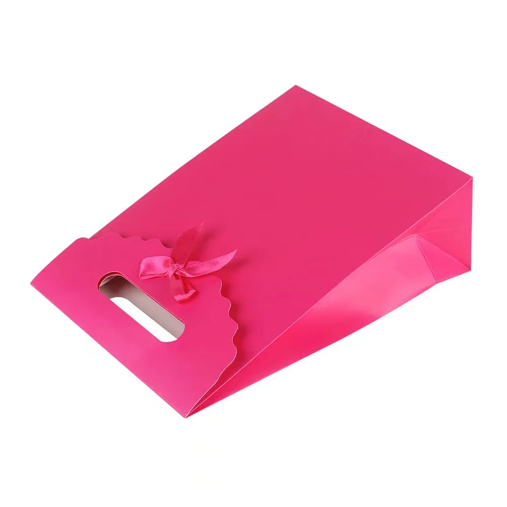 Personalized Custom Kraft Square Bottom Flap Paper Gift Bags With Handles Bulk