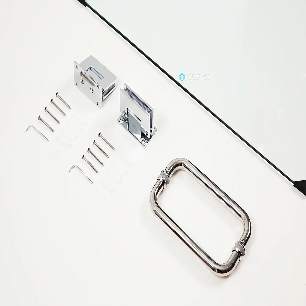 Заводская оптовая цена, размер W30 * H72, хромированная полированная дверь для душа с петлями, душевая дверь с фурнитурой из нержавеющей стали 304