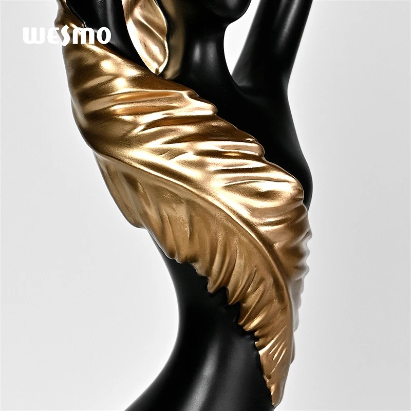 Home Decoration Items Luxury Office Decor Desktop Ornaments Art Black and Gold Elegance Goddess Figure