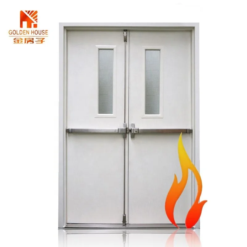 UL Certificate approved Narrow Double leaf 90 minute commercial Fire Rated Steel Door for emergency exit