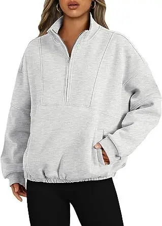 Factory Manufacturer Custom Half Zip Pullover Jumper Jogging Top Plus Size Blank Plain Pullover Tracksuit Womens