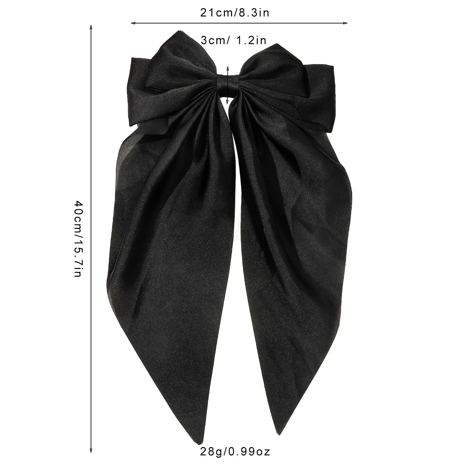 Korean high quality solid color bow hair clip Vintage satin long ribbon hair clip Cute princess hair accessories