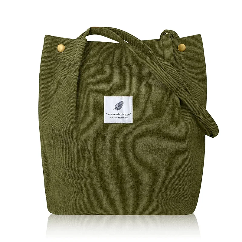 Selling vintage canvas Travel Grocery shopping girl Shoulder Women Corduroy Tote Bag