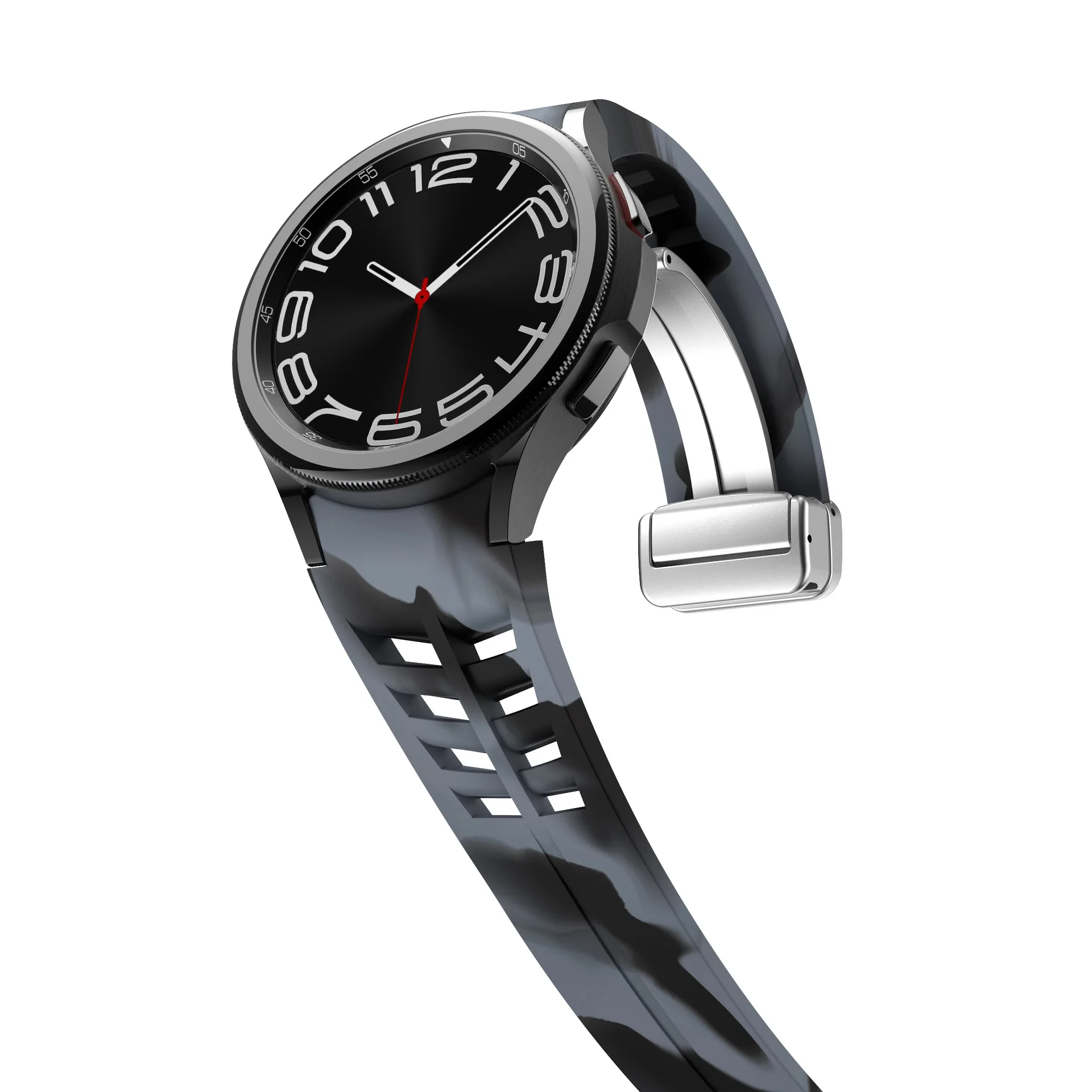 Magnetic Folding Clasp Silicone Watch Strap For Samsung Galaxy Watch 7 6 5 4 Watch Band