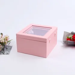 Unique designed square shaped cardboard box for packing flower with PVC window