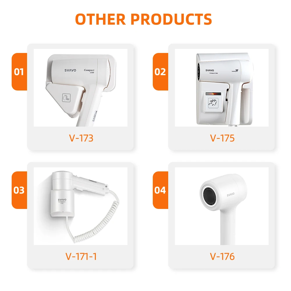 1800W Bathroom wall mounted Hair Dryers High speed Professional Hair Dryer for Hotel