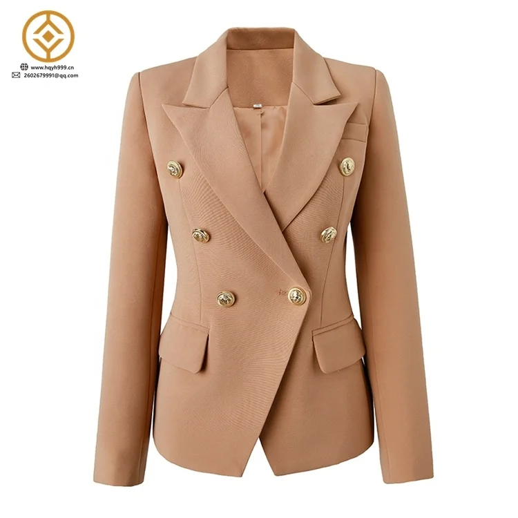 Khaki small suit Van OL commuter temperament lion head buckle waist jacket jacket cross-border AliExpress fever