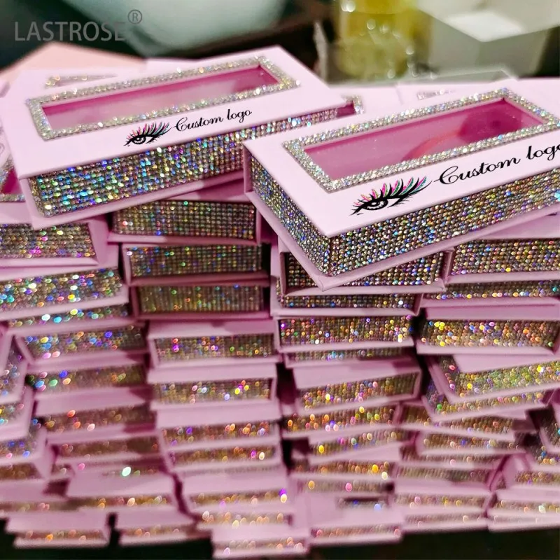 bling rhinestone your own logo eyelash packaging box private label diamond empty eyelashes cases for lashes