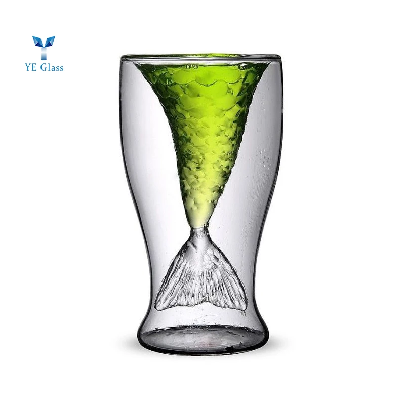 Unique Fishtail Shaped Glass Cup Beer Mug 100ml High Borosilicate Glass Drink Mug