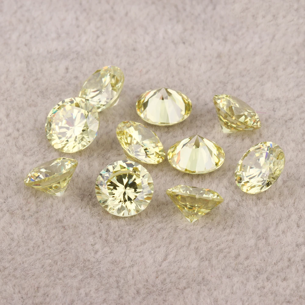 Wholesale Peridot Yellow Cubic Zirconia Round Brilliant Cut CZ Stone for Jewelry Making