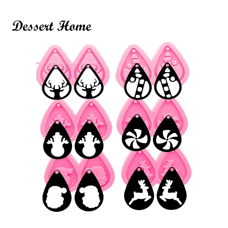 DY0772  Shiny Silicone Christmas Tree/Snowflake/Christma/deer Mold for Earring  - Jewelry Resin Casting Molds - DIY Epoxy Mold