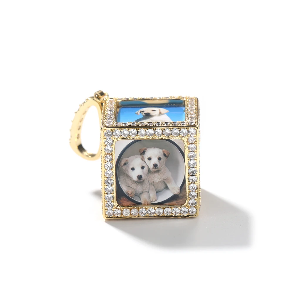 Custom 3D Prismatic Stereoscopic Cube 6 Sides Picture Photo Sublimation Pendant Necklace
