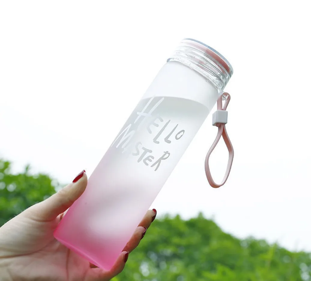 2024 Gradient Multicolor Frosted Glass Water Cup minimalist design sustainable sports water cup