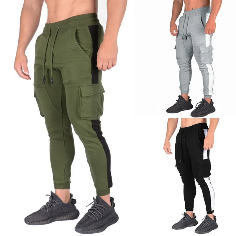 custom Men Loose Fit Sport Gym Skinny Jogging Pants Drawstring Stretch Sweatpants