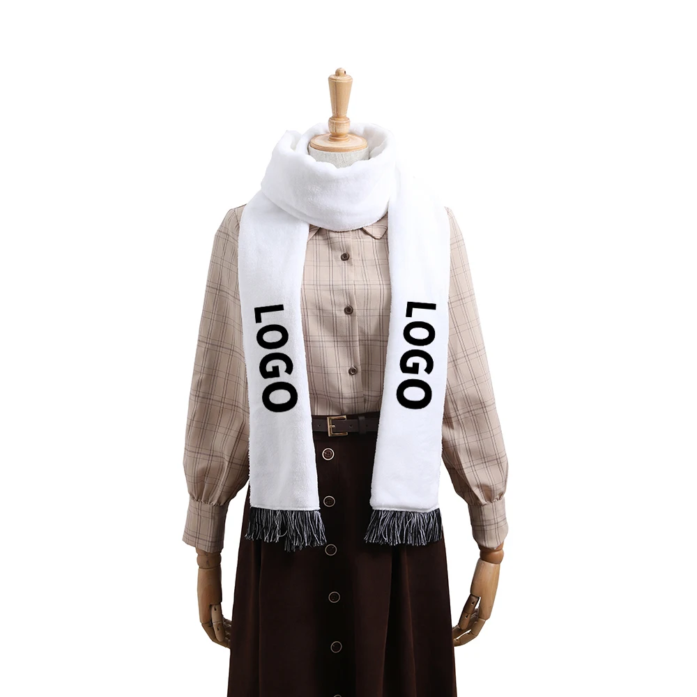 Custom logo winter ladies pure polyester voile print scarf shawls designer long polyester printed scarf for women men