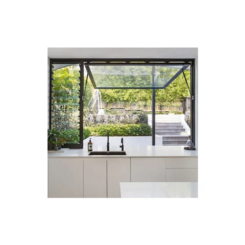 Kitchen servery awning window with gas strut