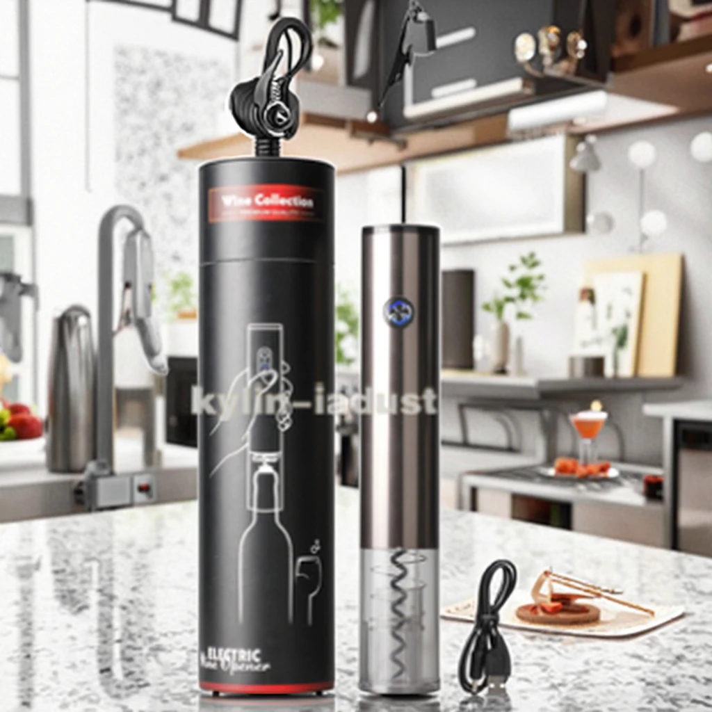 Newest One-button Touch Automatic Induction Electric Wine Bottle Opener with Low Power Warning Light and Foil