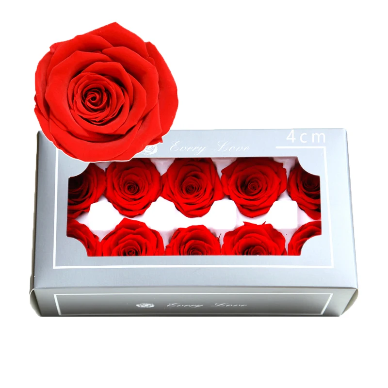 Every Love 4cm 8 Pcs A grade Per Box Preserved Blumend Forever Eternal Eternity Black Rose Head In Bulk
