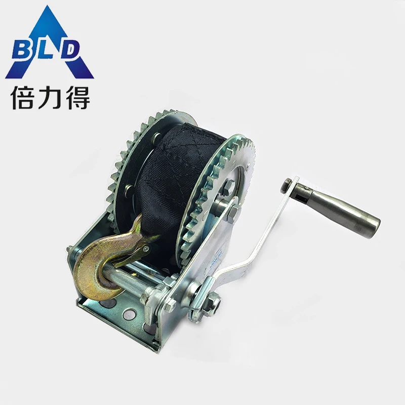 
Manual small boat Foldable handle hand winch wire rope cable brake winch 
