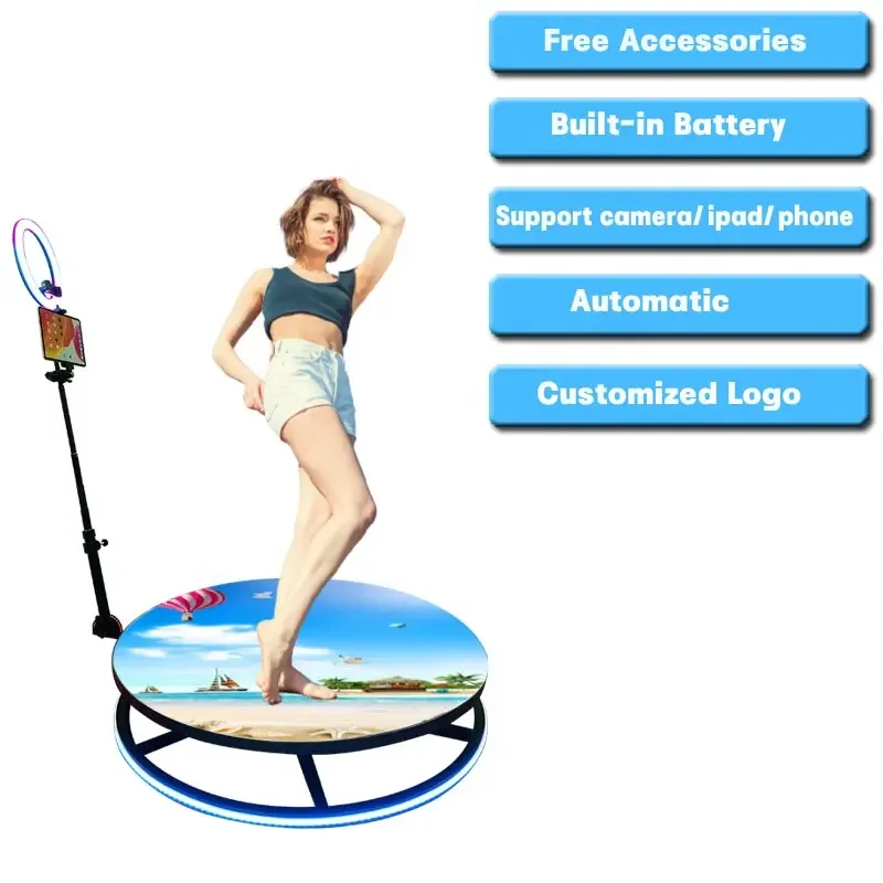 115cm Dropshipping Wedding Social Classic Selfie Slow Motion 360 degree spin camera photo booth with traveling case with ring li