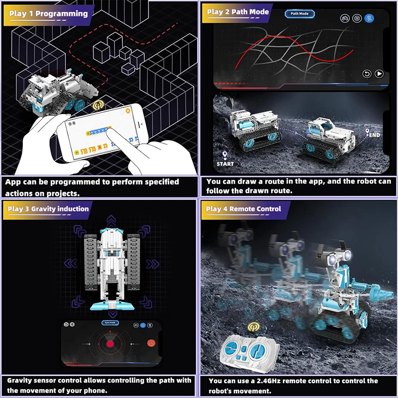 5-in-1 Remote Control APP Programmable Robot Electronic Toys DIY Building Science Educational Kit STEM Robot for Kids