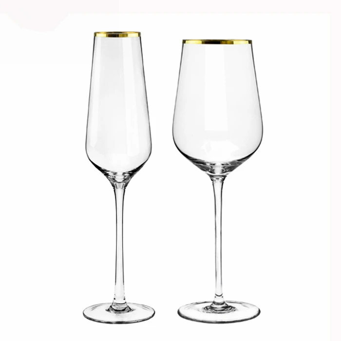 Wholesale antique gold rim champagne wine  glass goblet for wedding