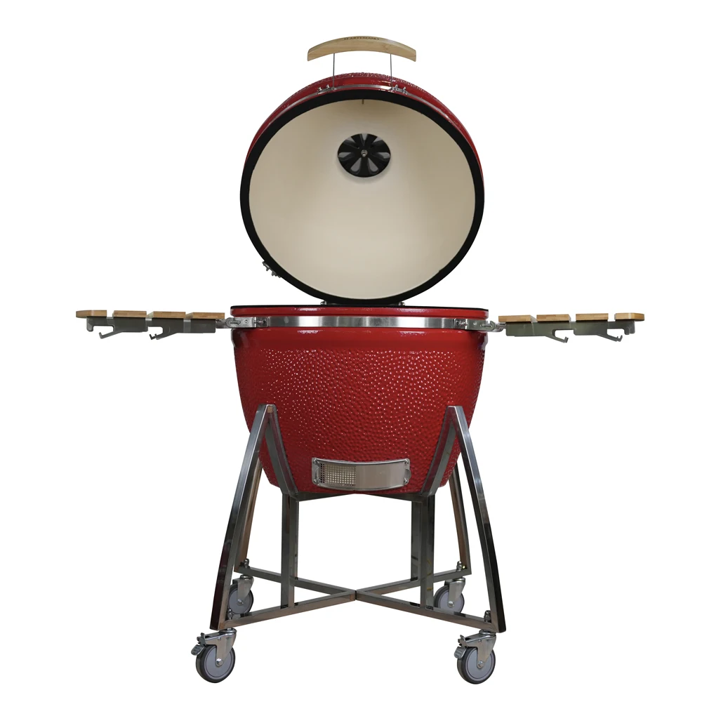 Auplex Kitchen Big Ceramic Kamado 27 Inch Green Charcoal Barbecue Egg Shape Bbq Grill Outdoor