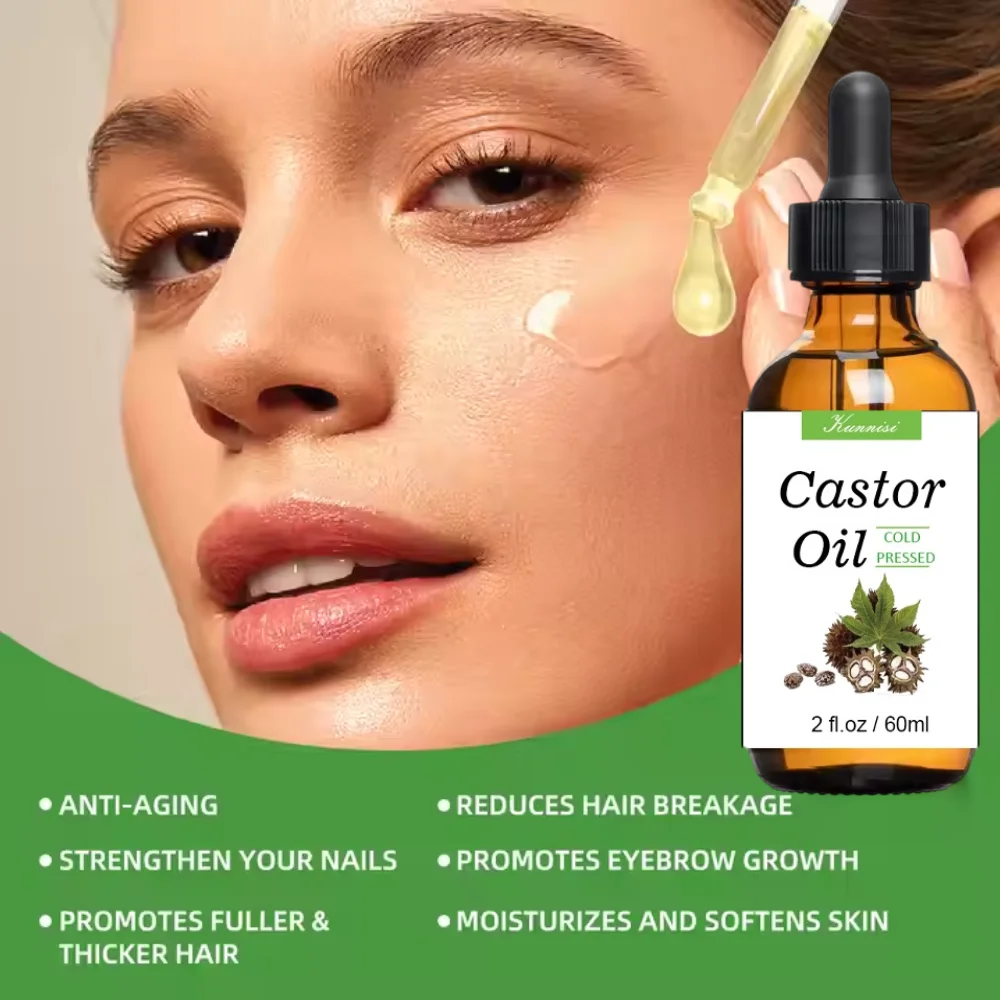 100% Pure Organic Eyelash Hair Rapid Growth Hair Eye Lash Brow Enhancing Eyebrow Grow Serum Castor Oil for Thicker Lashes