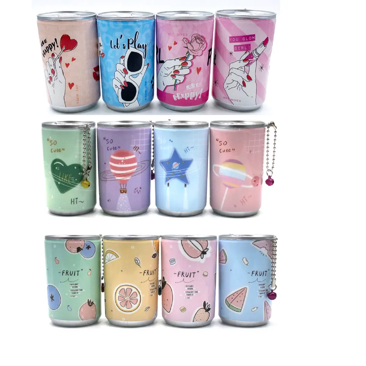 Manufacturer in China  Mini Canisters Wet Tissues Mini Carton Can Sanitary Skin Care Cleaning Wet Wipes With Keychain