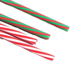 Eco-friendly PP printed drinking straw with stripe design, Christmas candy crane, reusable straw with design