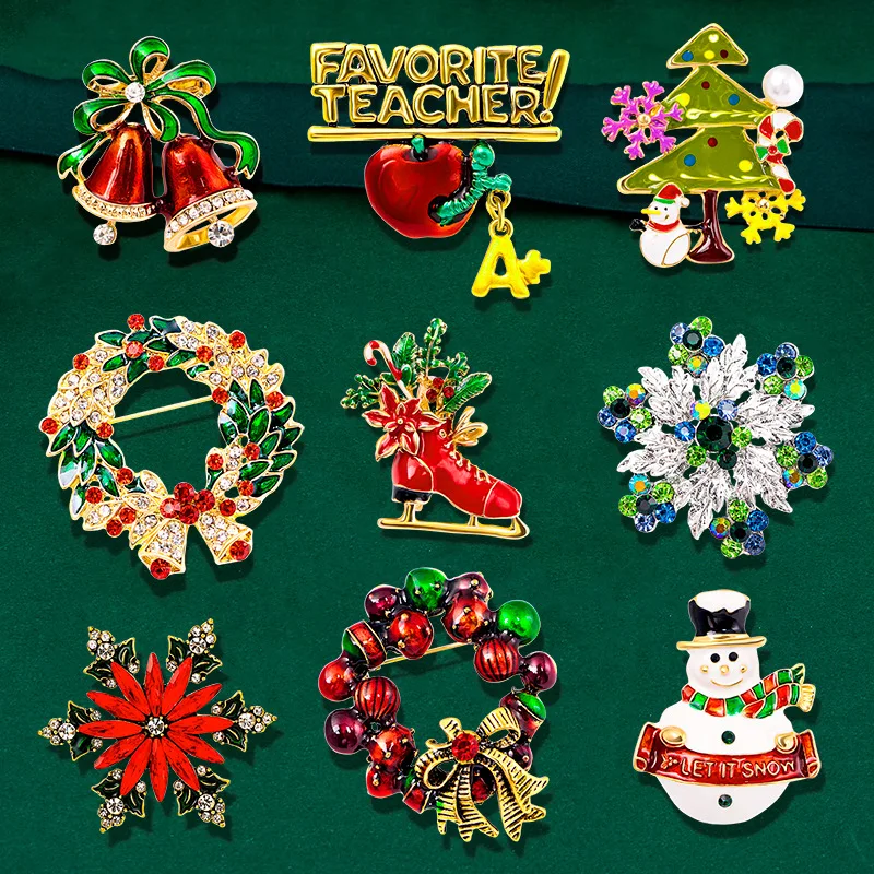 Customized Brooch Pin Christmas Tree Santa Snow Boots Snowman Bell Drip Oil Corsage Christmas Custom Pins Metal Logo Badges
