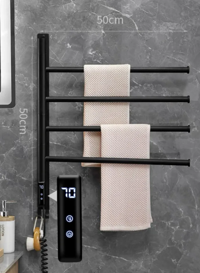 Intelligent rotating electric towel rack wall mounted household bathroom kitchen bathroom constant temperature electric heating