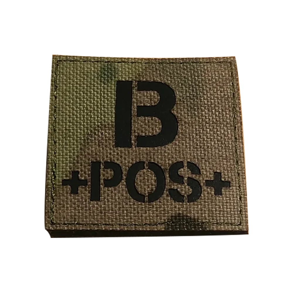 Custom Color A+ B+ AB+ O+ A B AB O Positive Pos Infrared Tactical Blood Type Patch