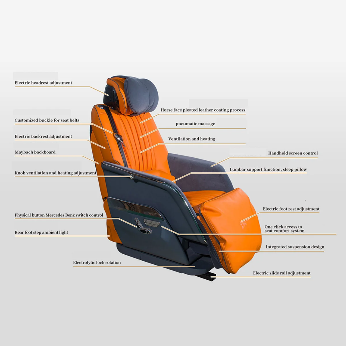 Luxury Electric VIP Leather Van Car Seat for Tuning MPV Limousine  Minibus Motorhome Camper Van Alphard  Sienna Hiace VITO