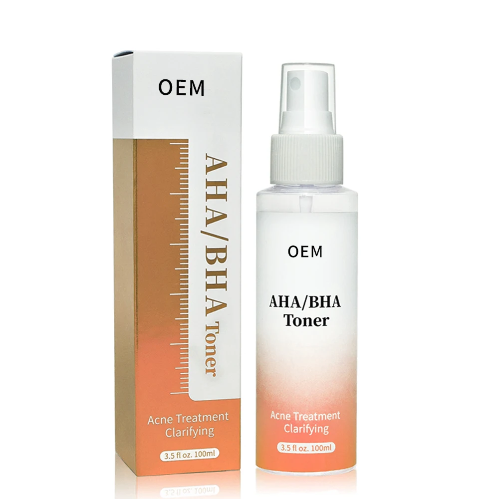 
 OEM частная торговая марка Тоник для лица отбеливающий Отшелушивающий лечение акне тоник AHA Mist BHA  