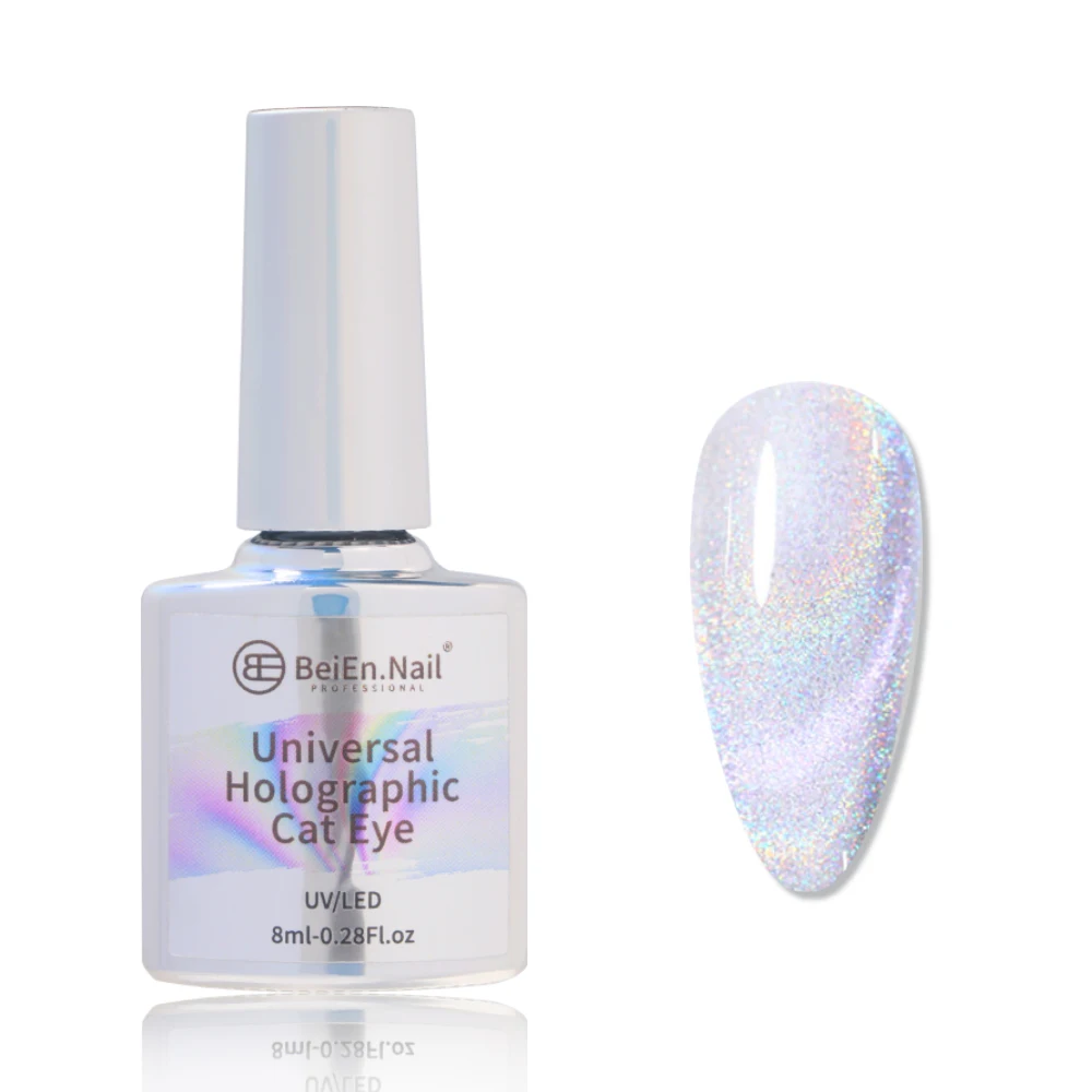 BeiEn Private Label LOGO Holographic Rainbow Cat Eye Gel Polish Strong Magnetism 10ml Soak Off UV Design Laser OEM&ODM Wholesale