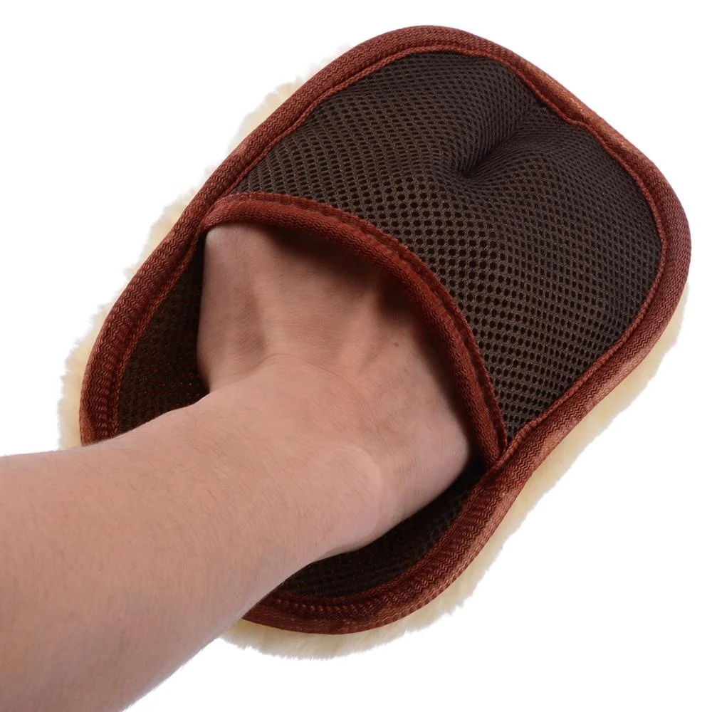 
Factory Wholesale Sheepskin Wool Car Wash Mitt Car Wash Glove Cleaning Mitt 