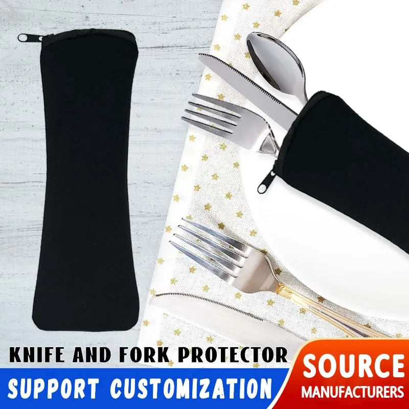 Neoprene Tableware Bag Zipper Travel Cutlery Kit Neoprene Case Portable Traveling Meal Bag Sippy Cup Cloud Tableware Baby
