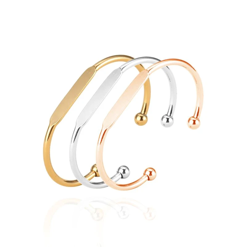 2020 Wholesale Cheap Price Personalized Stainless Steel Ball  Blank Bangle Bracelet Stainless Steel Jewelry for Women