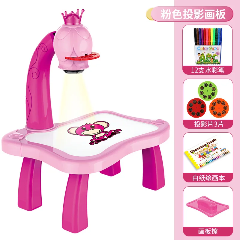 Wholesale New 3 In 1 Graffiti Educational Toys Children Projection Drawing Board Juguetes De Dibujo Projector Painting