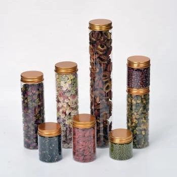 Spot wholesale of 55-caliber PET food jars. Transparent and sealed food packaging jars for grains, flower tea and biscuits