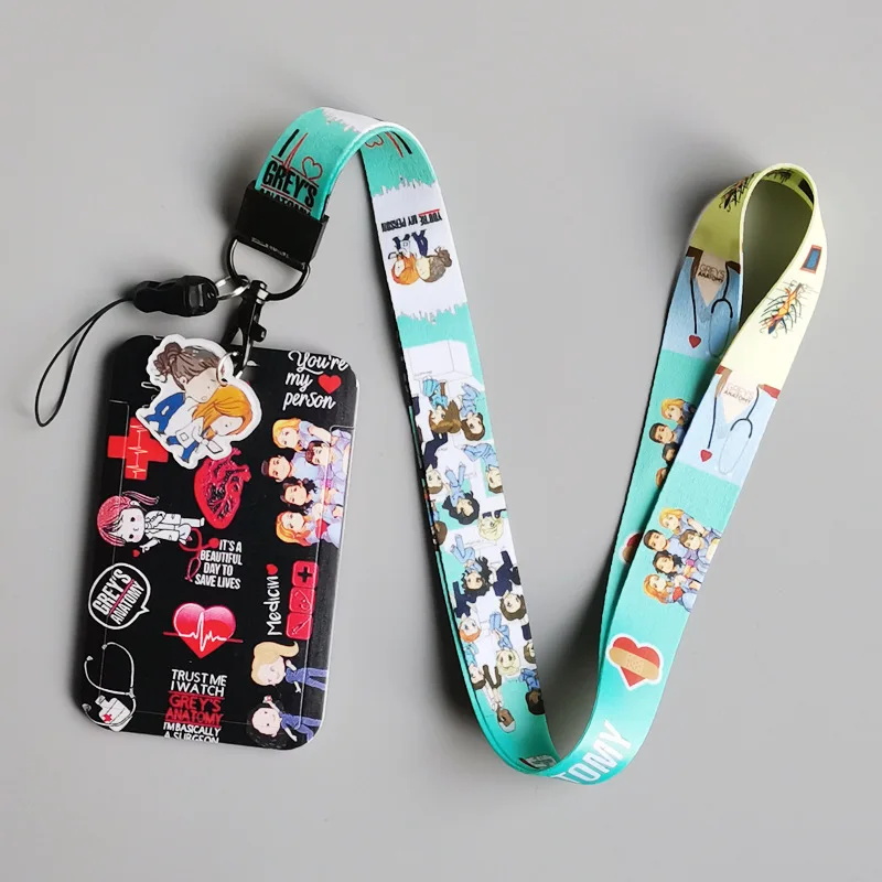 Doctor Cartoon Lanyard Key Chain Id Card Badge Holder Acrylic Charm Pendant Card Holder Cartoon Card Holder